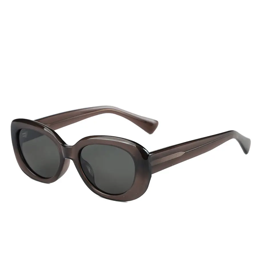 Oval Sunglasses Women Black Polarized Eye Protection