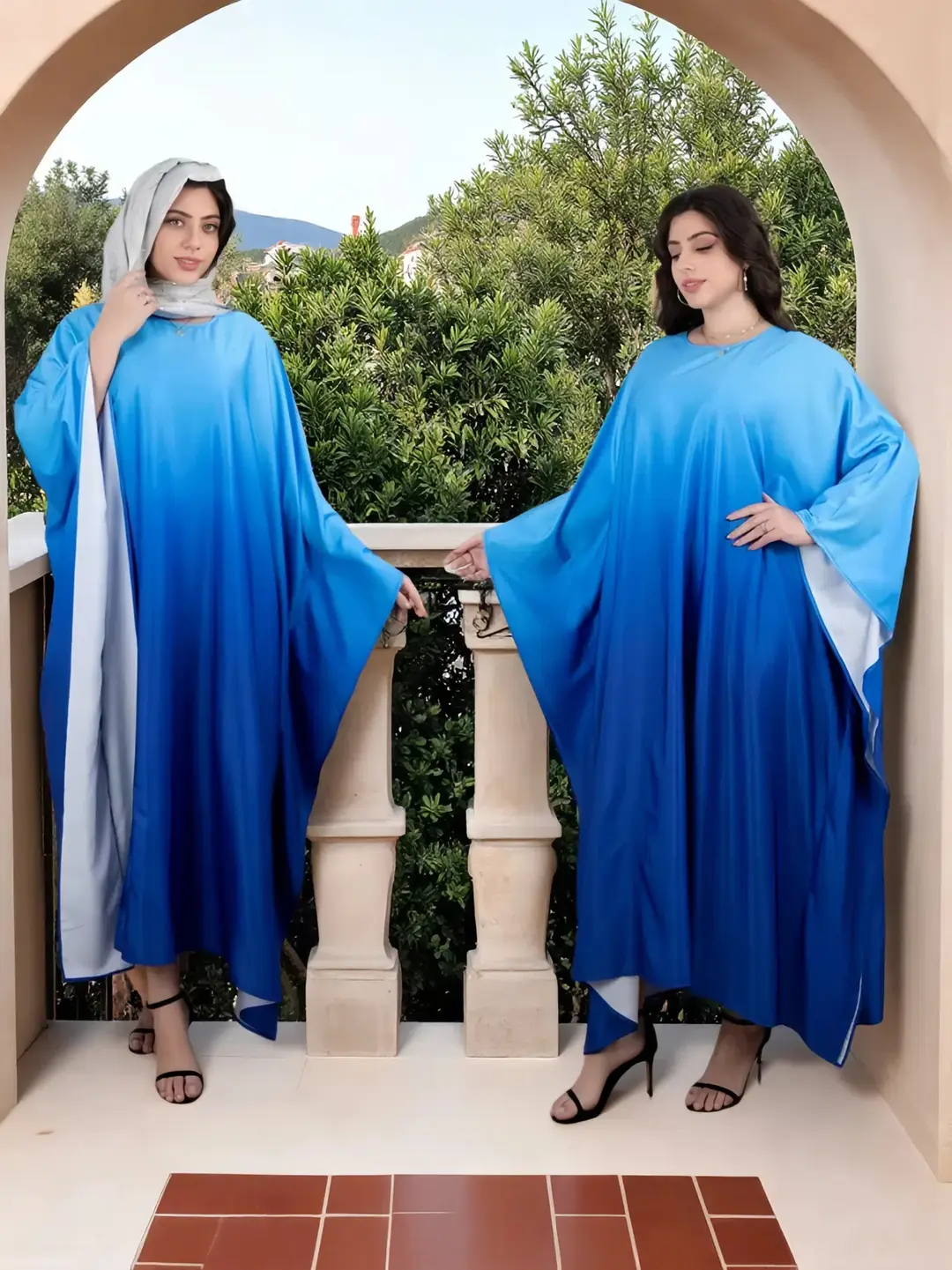 Cross-Border Amazon Plus-Size Women's Dress Modest Fashion Soft Satin Batwing Robe