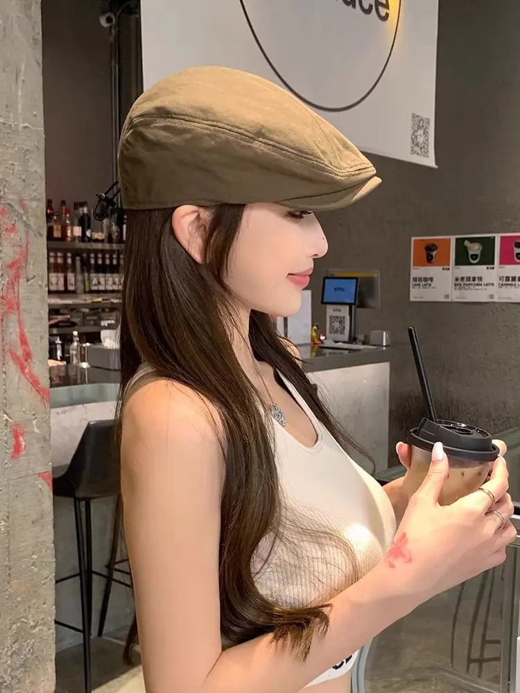 Japanese Linen Beret Cap Beige for Men Women — feature 13