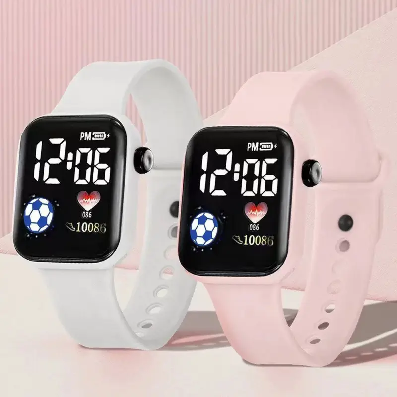 LED Football Sports Watch 10086 White Pink - Image 9