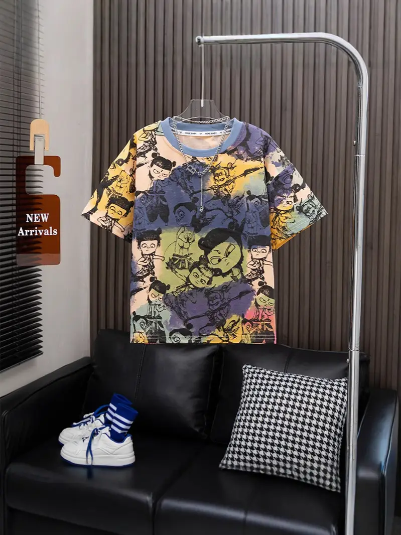 Nezha Boys Short-sleeved T-shirt 2025 New Children's Summer Dress Big Boy Handsome Boys Half-sleeved Top Cartoon Trendy
