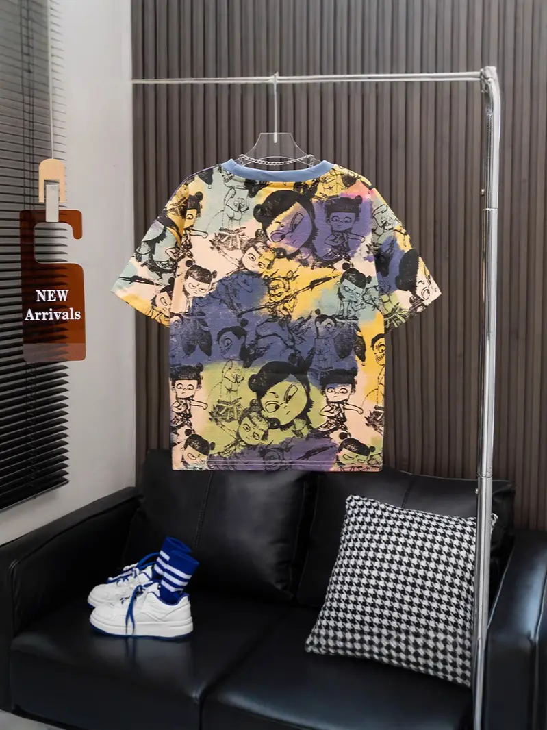 Nezha Boys Short-sleeved T-shirt 2025 New Children's Summer Dress Big Boy Handsome Boys Half-sleeved Top Cartoon Trendy