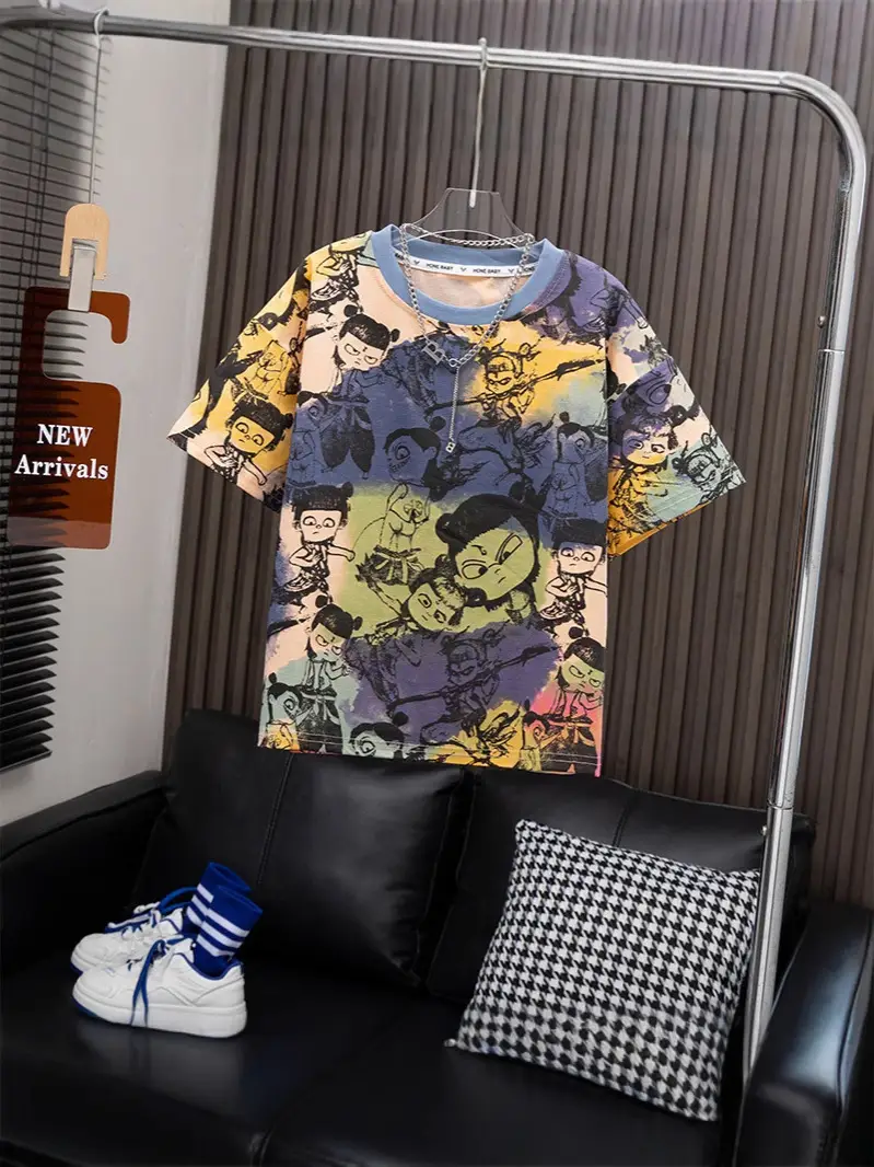 Nezha Boys Short-sleeved T-shirt 2025 New Children's Summer Dress Big Boy Handsome Boys Half-sleeved Top Cartoon Trendy
