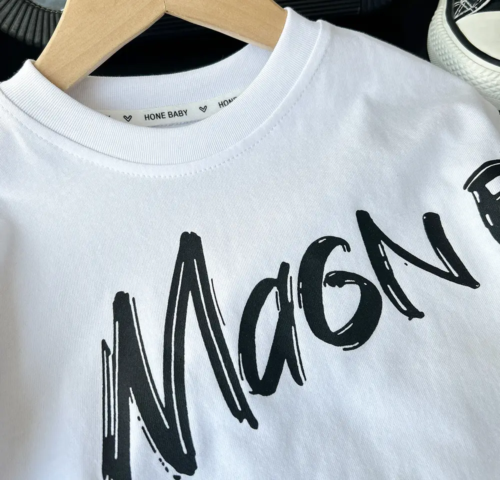2025 Boys White Magnetic Print T-Shirt Short Sleeve — feature 5
