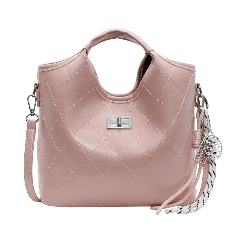 Pink Quilted Handheld Bucket Bag for Women 2025 - Image 13