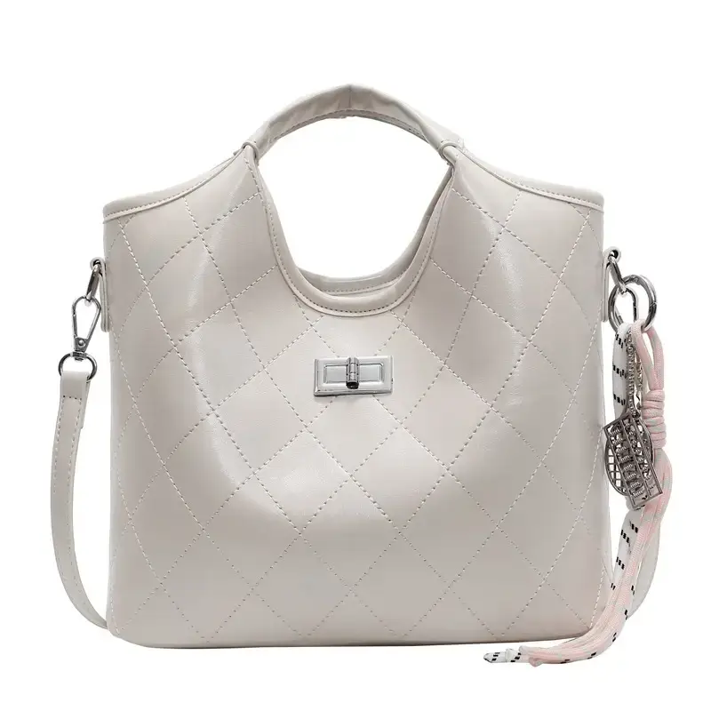 Pink Quilted Handheld Bucket Bag for Women 2025 - Image 2