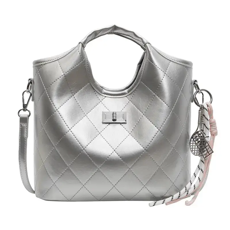 Pink Quilted Handheld Bucket Bag for Women 2025 - Image 4