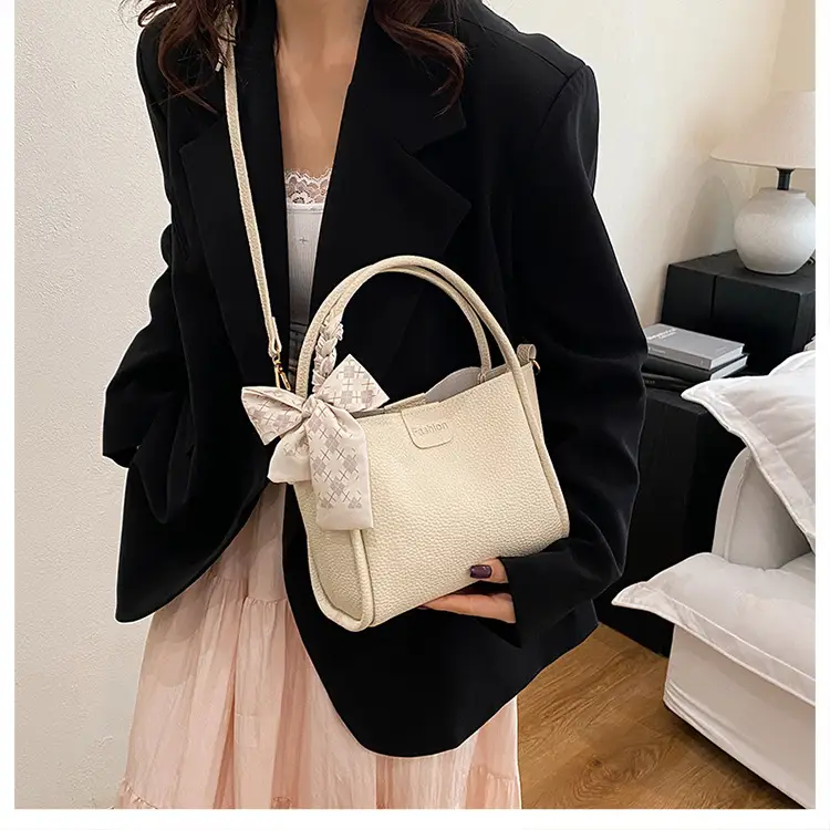 Retro Silk Scarf Handbag Brown Bow Crossbody - Image 7
