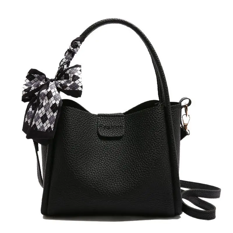 Retro Silk Scarf Handbag Brown Bow Crossbody - Image 9