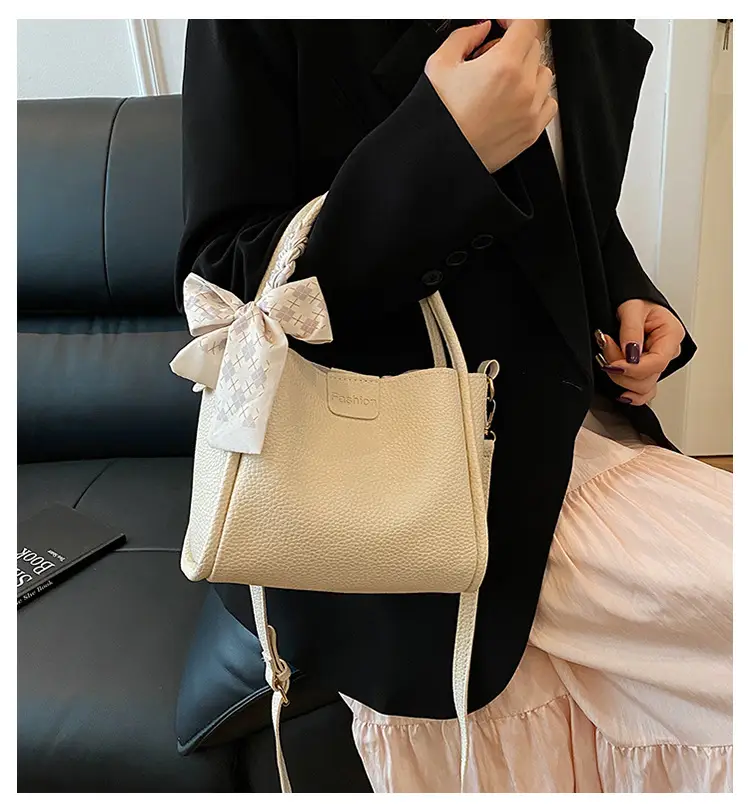 Retro Silk Scarf Handbag Brown Bow Crossbody — feature 1