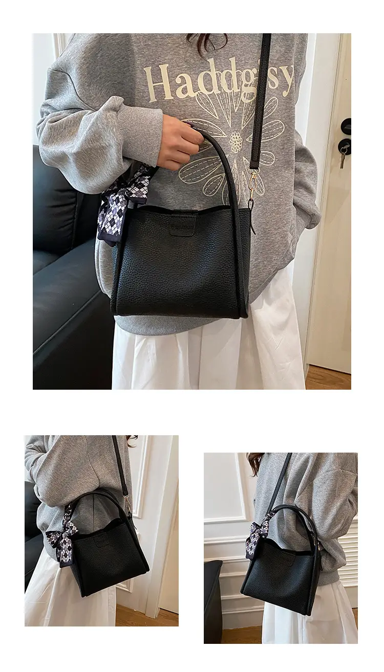 Retro Silk Scarf Handbag Brown Bow Crossbody — feature 10