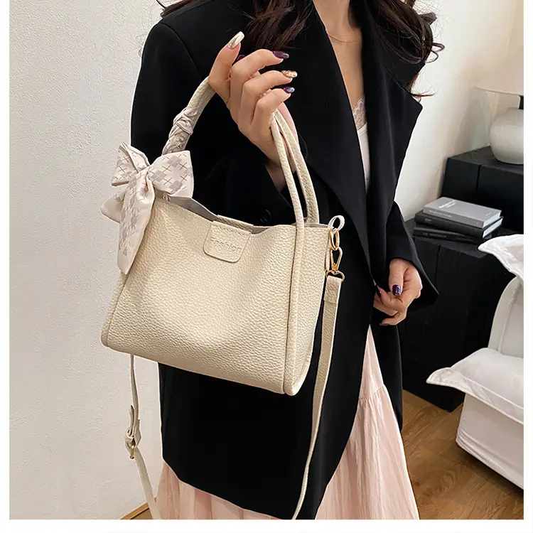 Retro Silk Scarf Handbag Brown Bow Crossbody — feature 18