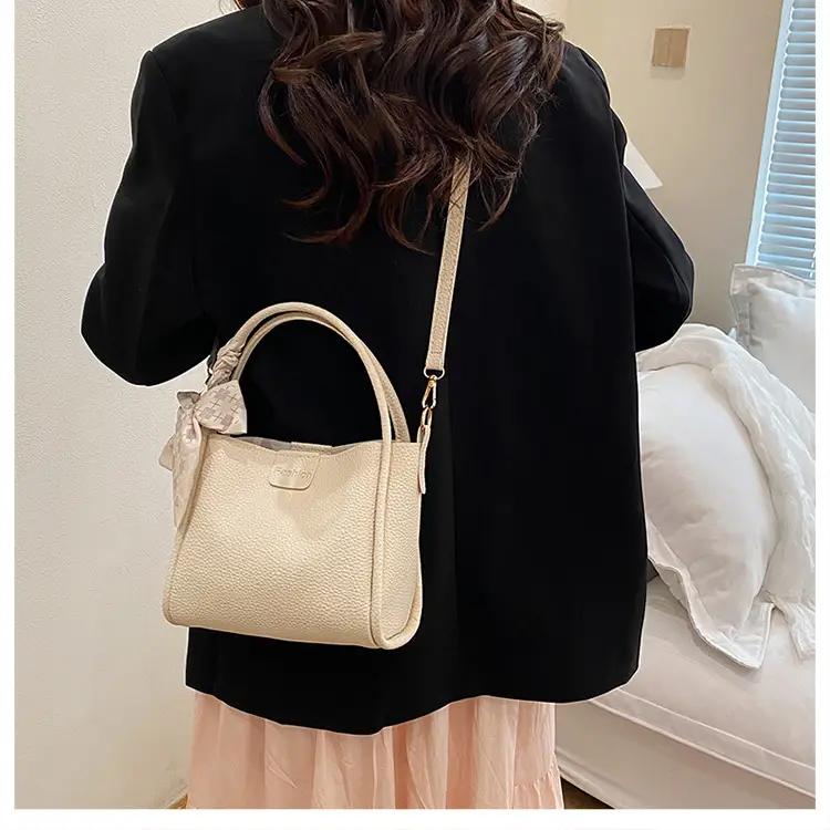 Retro Silk Scarf Handbag Brown Bow Crossbody — feature 20