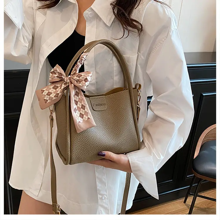 Retro Silk Scarf Handbag Brown Bow Crossbody — feature 25
