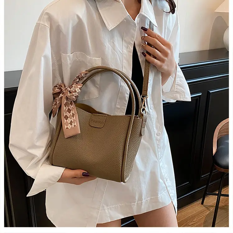 Retro Silk Scarf Handbag Brown Bow Crossbody — feature 27
