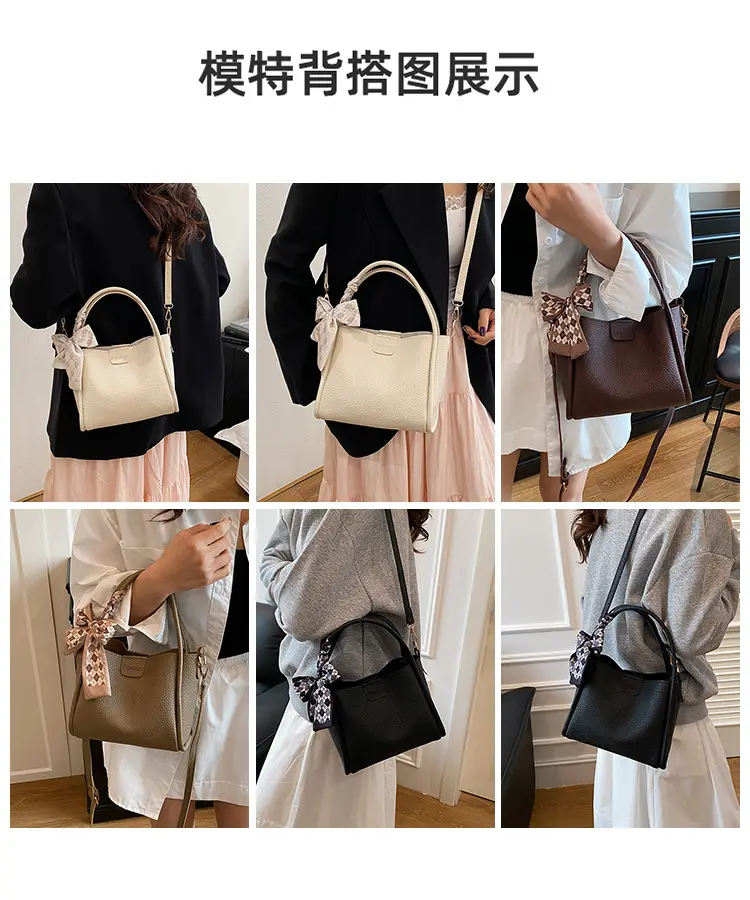 Retro Silk Scarf Handbag Brown Bow Crossbody — feature 8