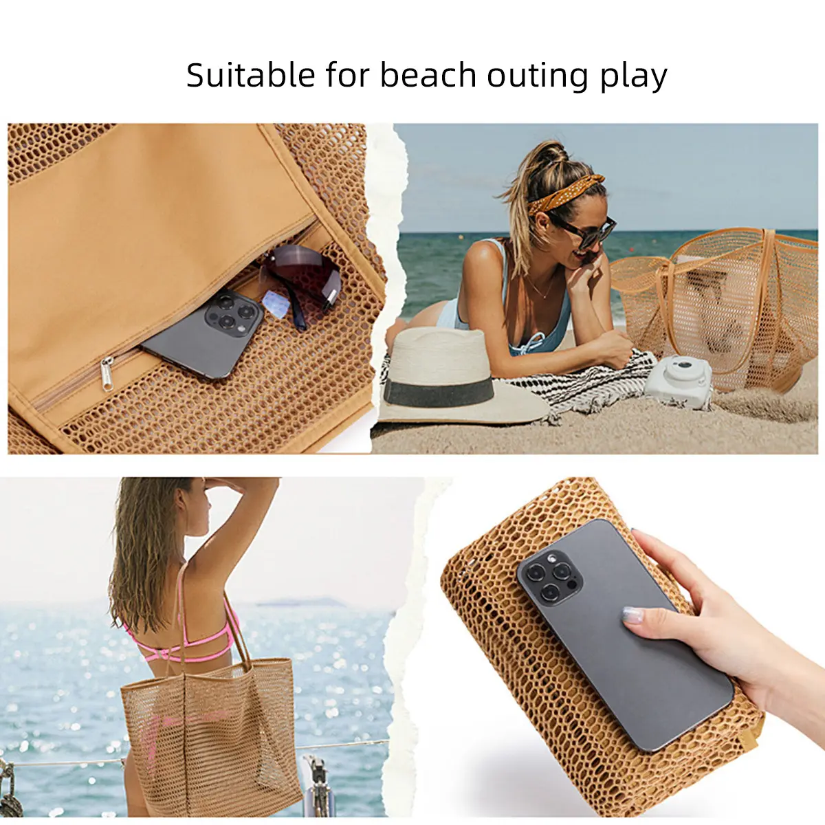 Foldable Mesh Travel Tote Bag Large Capacity Storage Bag — feature 6