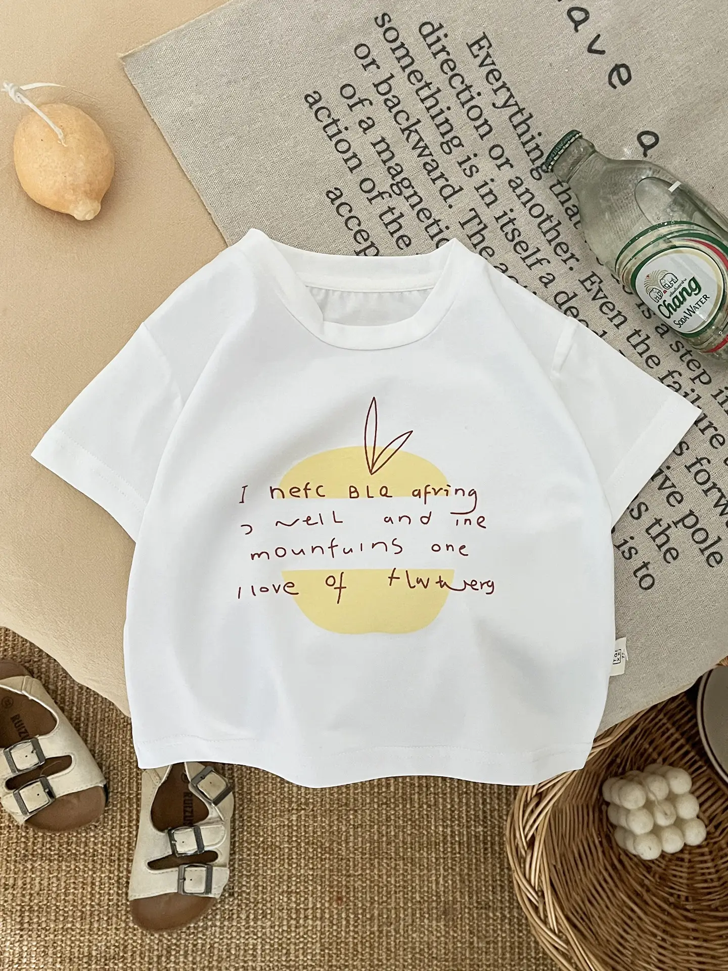 Baby White Letter Print T-Shirt Shorts Set - Image 2