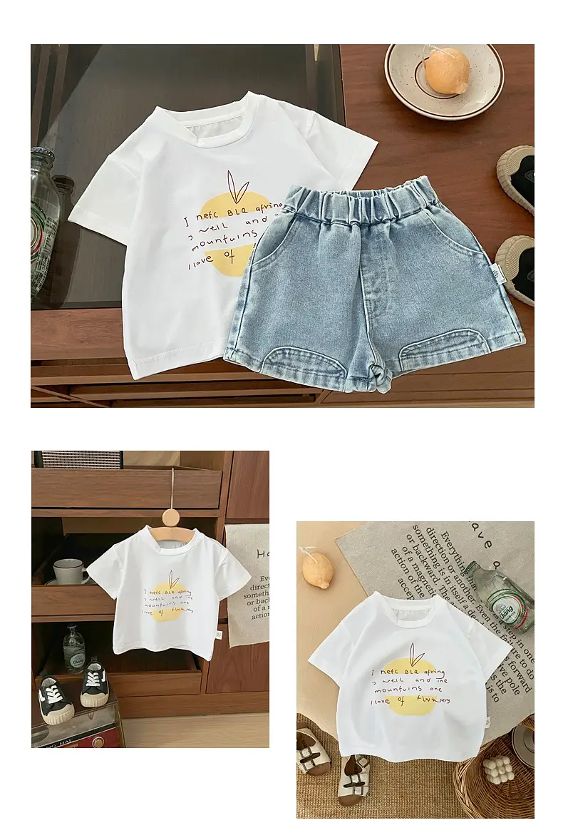 Baby White Letter Print T-Shirt Shorts Set — feature 6