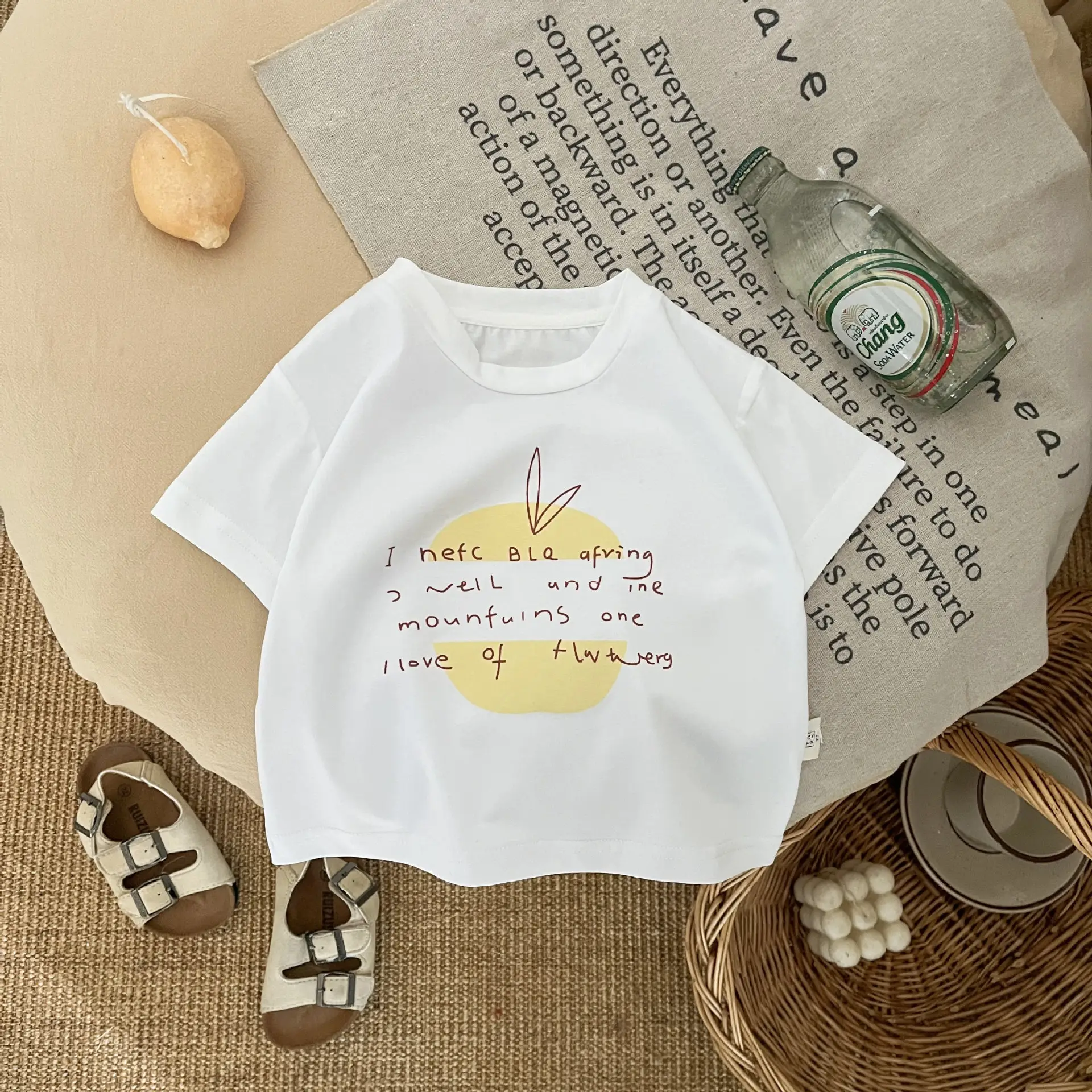 Baby White Letter Print T-Shirt Shorts Set