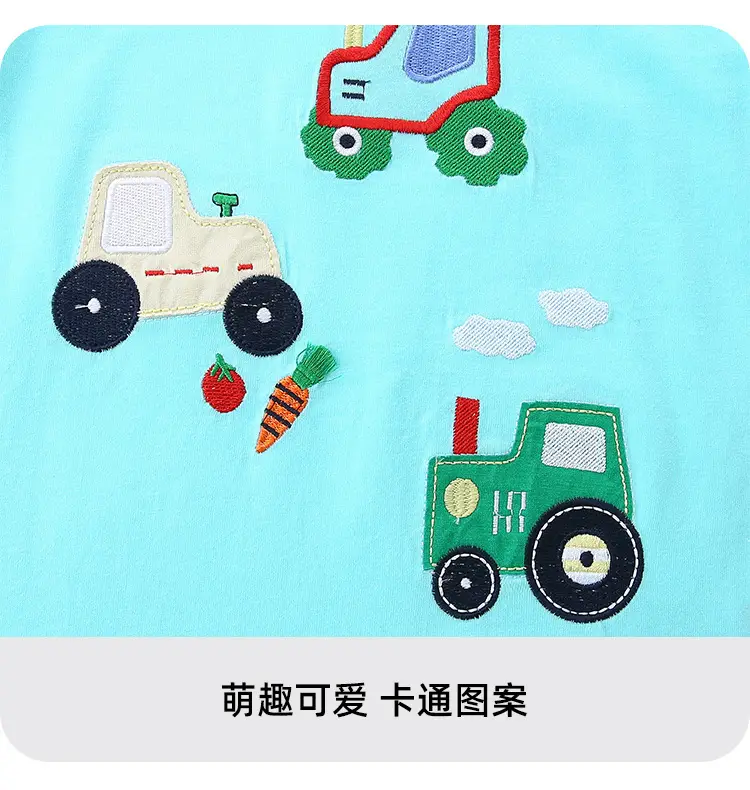 Summer Boys Cotton T-Shirt Shorts Set Light Blue Green — feature 10
