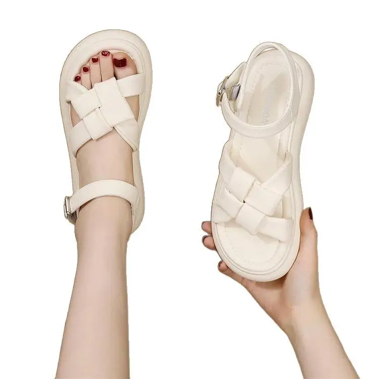 Sports Sandals Women's Summer 2024 New Roman Flat Woven Soft Bottom Lightweight Student Non-slip Beach Shoes - Image 6