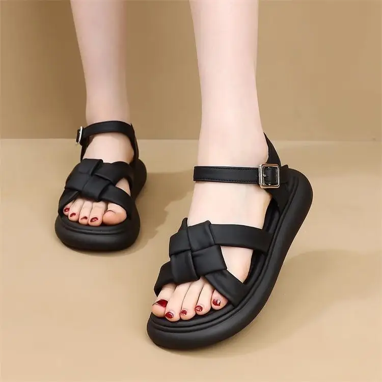Sports Sandals Women's Summer 2024 New Roman Flat Woven Soft Bottom Lightweight Student Non-slip Beach Shoes — feature 11