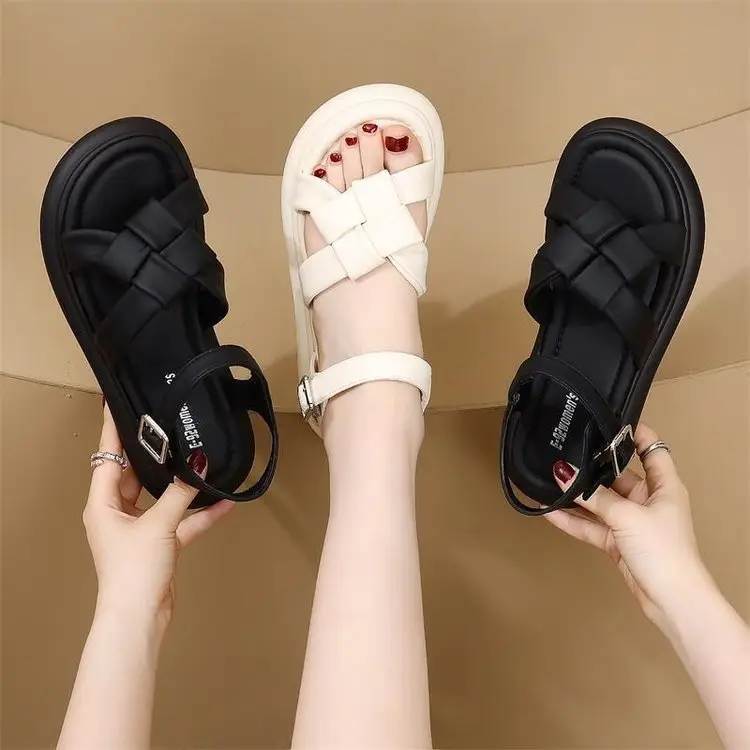 Sports Sandals Women's Summer 2024 New Roman Flat Woven Soft Bottom Lightweight Student Non-slip Beach Shoes — feature 15