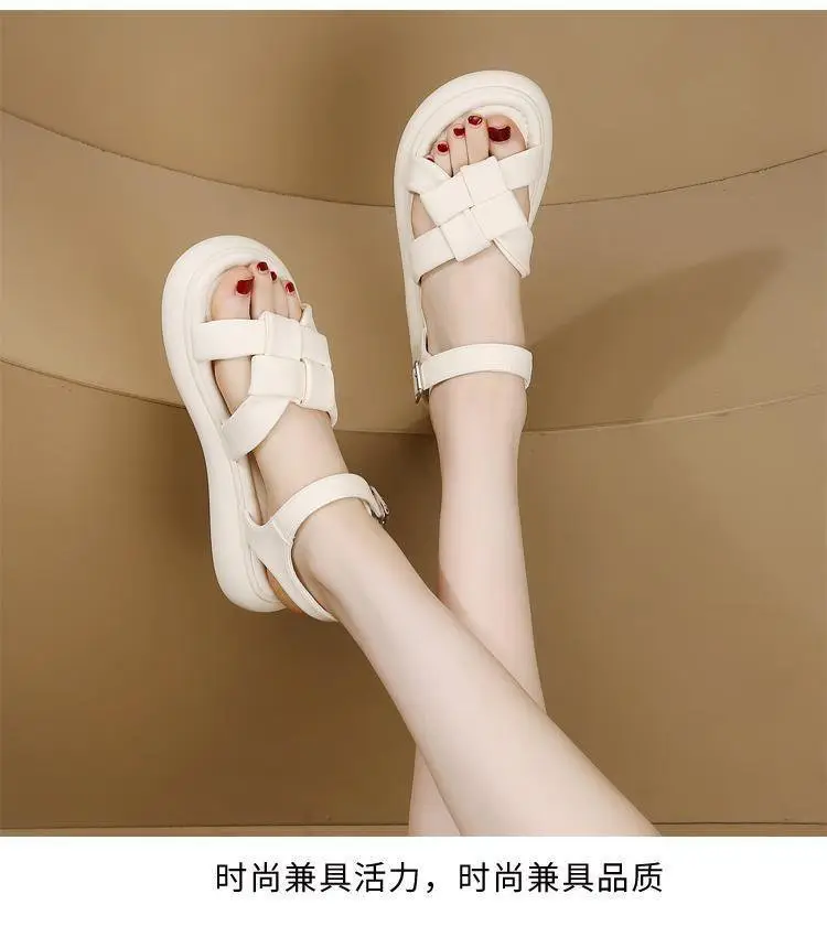 Sports Sandals Women's Summer 2024 New Roman Flat Woven Soft Bottom Lightweight Student Non-slip Beach Shoes — feature 6