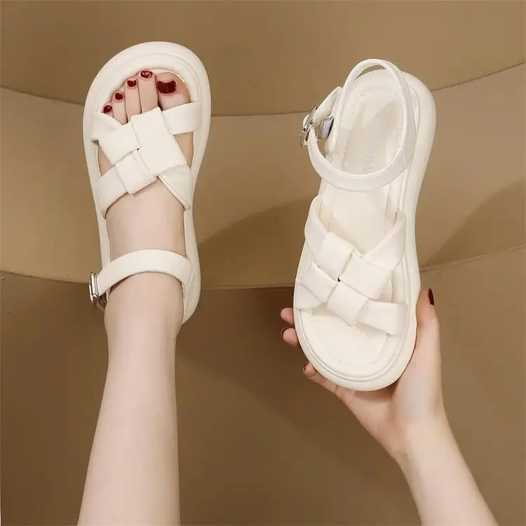 Sports Sandals Women's Summer 2024 New Roman Flat Woven Soft Bottom Lightweight Student Non-slip Beach Shoes - Image 2