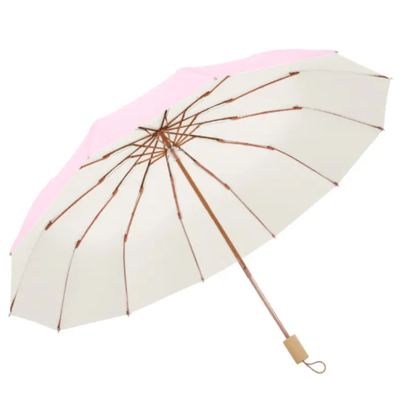Twelve Bone Color Glue Handle Umbrella Golden Skeleton Three-fold UV-proof Sunlight and Rain-proof Dual-use Sunshade Umbrella - Image 12