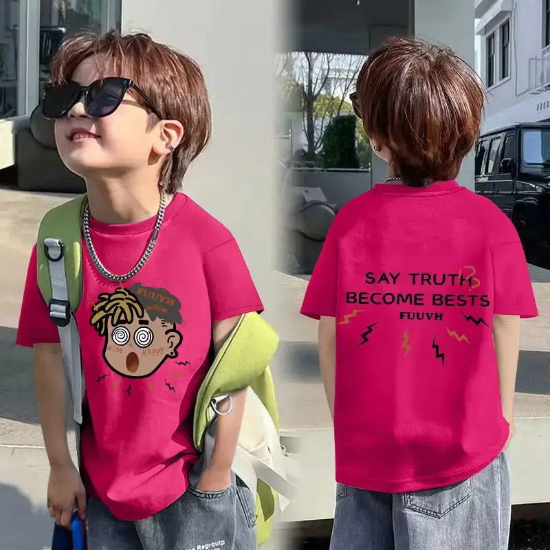Kids Cotton Cartoon T-shirt White Short Sleeve