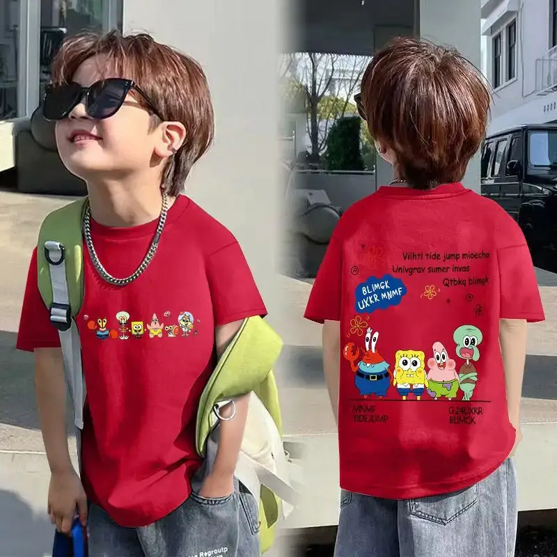 Kids Cotton Cartoon T-shirt White Short Sleeve
