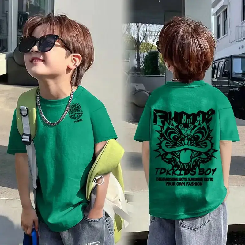 Kids Cotton Cartoon T-shirt White Short Sleeve
