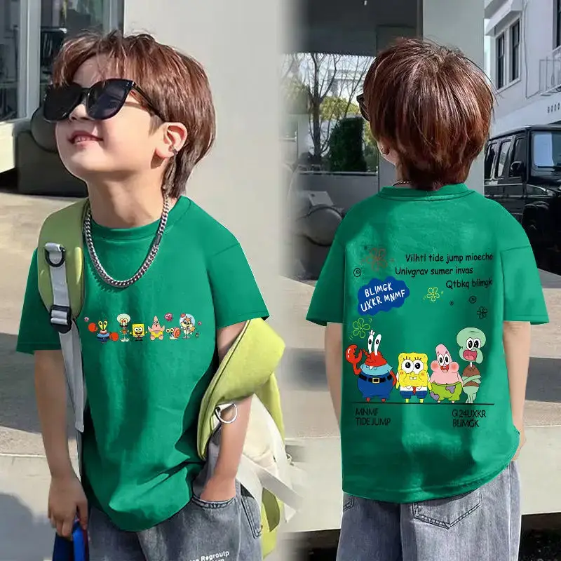 Kids Cotton Cartoon T-shirt White Short Sleeve
