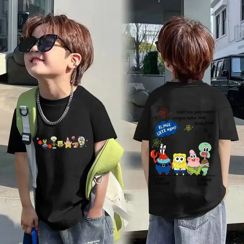 Kids Cotton Cartoon T-shirt White Short Sleeve