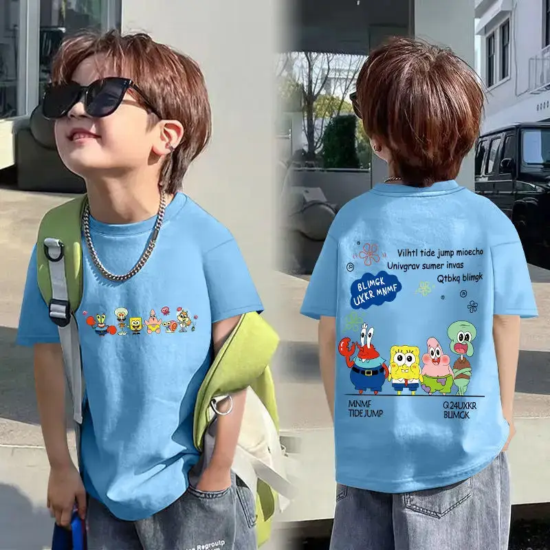 Kids Cotton Cartoon T-shirt White Short Sleeve