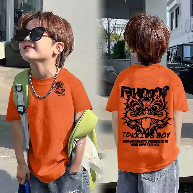 Kids Cotton Cartoon T-shirt White Short Sleeve