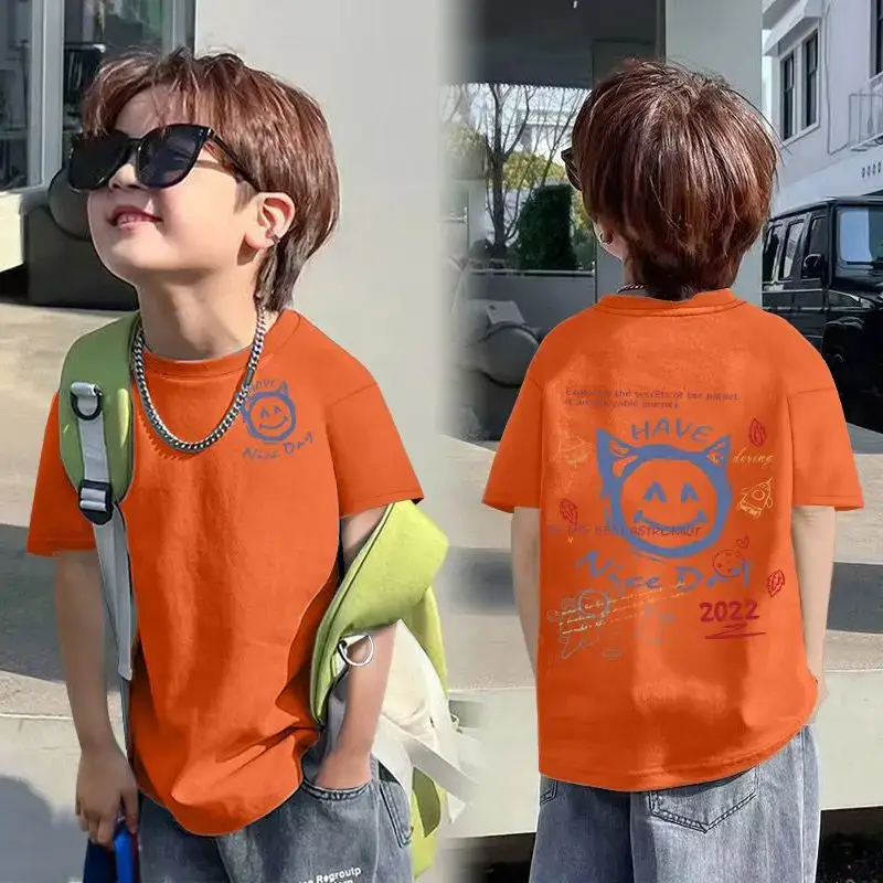 Kids Cotton Cartoon T-shirt White Short Sleeve