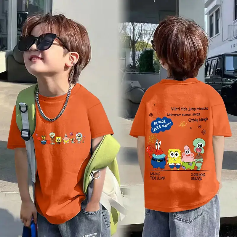 Kids Cotton Cartoon T-shirt White Short Sleeve