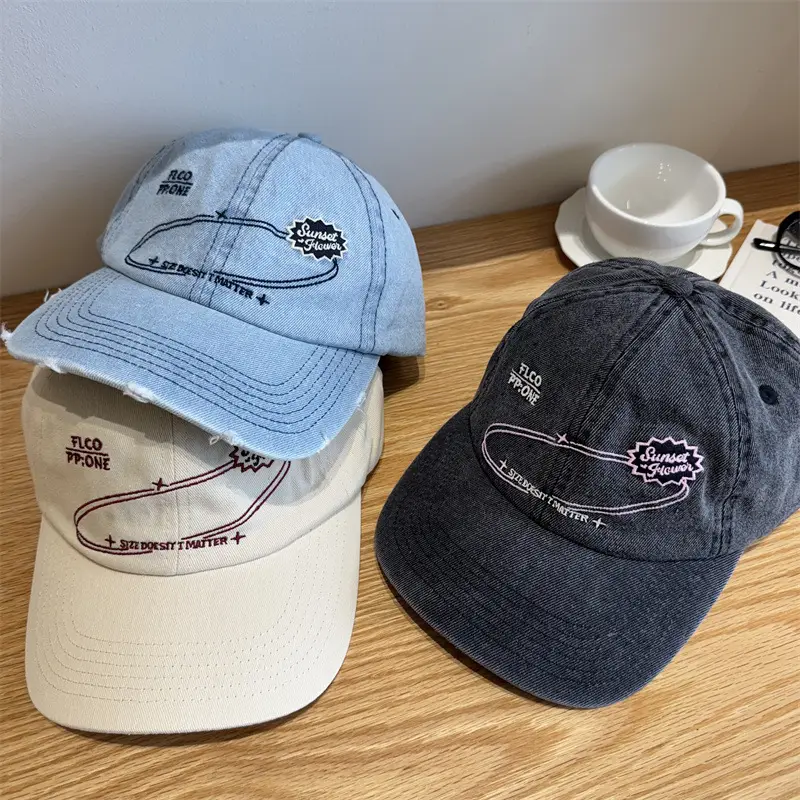 Women's Vintage Washed Baseball Cap with Embroidered Design - Image 4