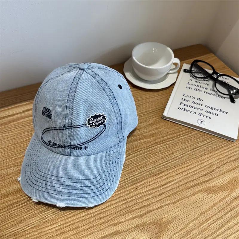Women's Vintage Washed Baseball Cap with Embroidered Design - Image 2
