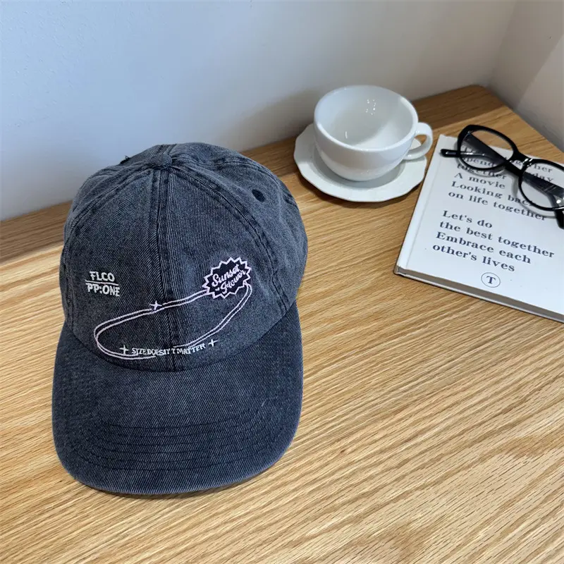 Women's Vintage Washed Baseball Cap with Embroidered Design - Image 3