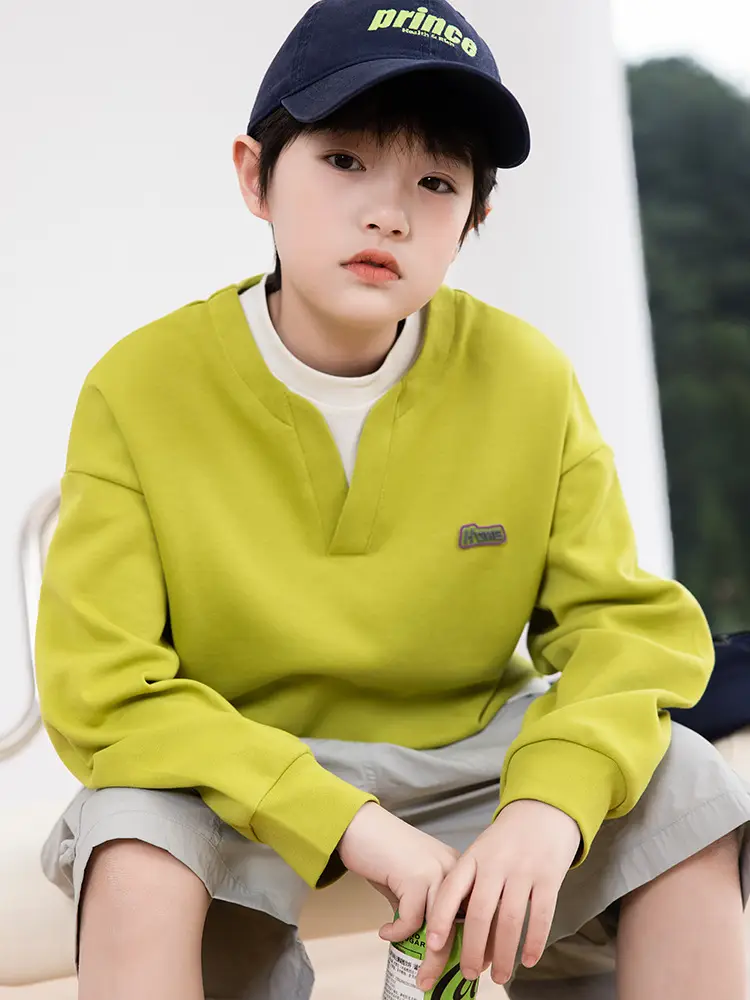 Kids Cotton Stacked T-Shirt Yellow 2025 Autumn - Image 4