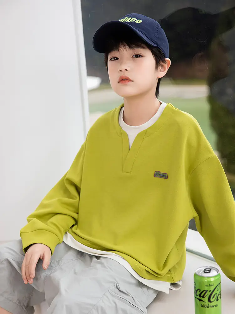 Kids Cotton Stacked T-Shirt Yellow 2025 Autumn - Image 5