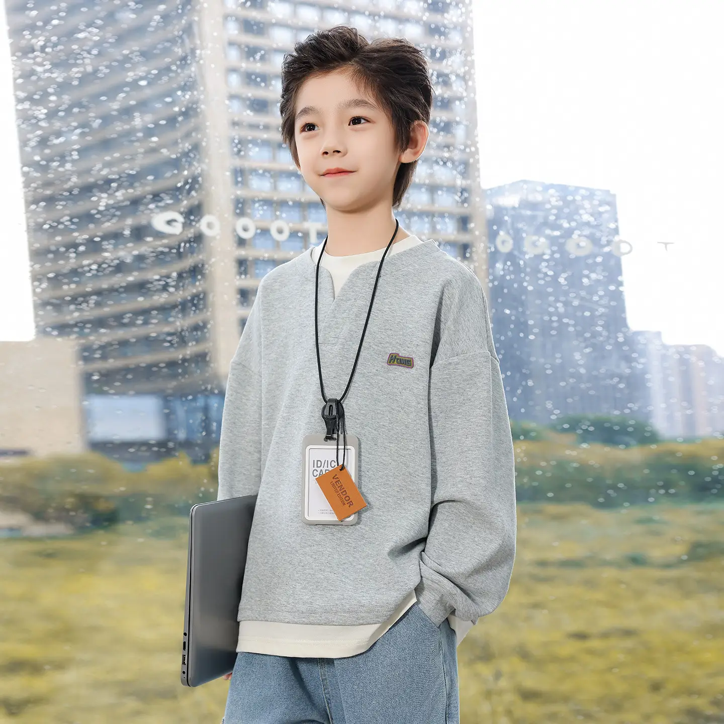 Kids Cotton Stacked T-Shirt Yellow 2025 Autumn - Image 2