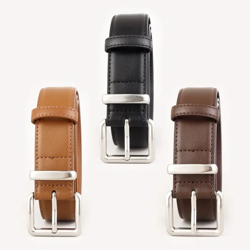 Women's Black Genuine Leather Belt with Pin Buckle 100cm - Image 5