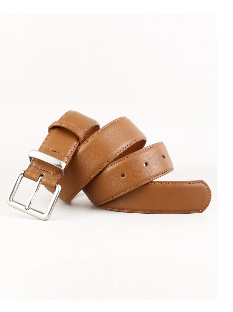 Women's Black Genuine Leather Belt with Pin Buckle 100cm — feature 11