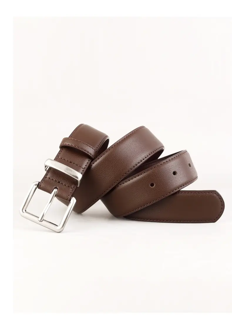 Women's Black Genuine Leather Belt with Pin Buckle 100cm — feature 12