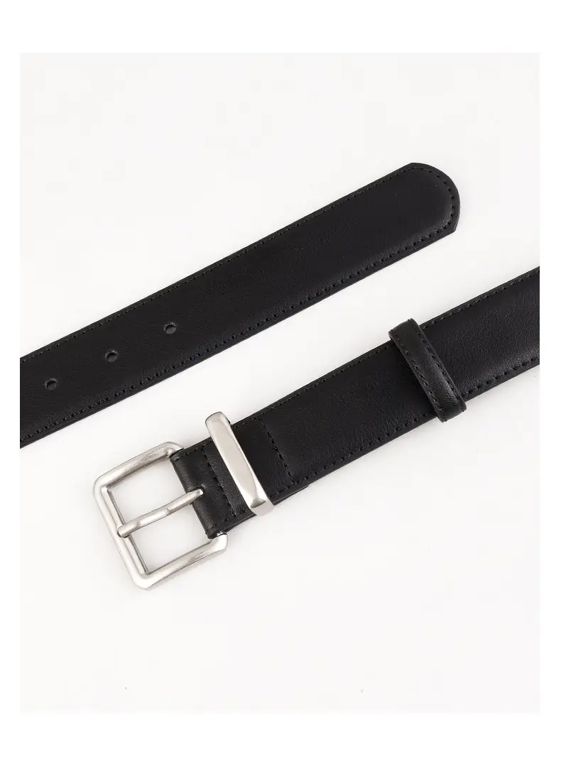 Women's Black Genuine Leather Belt with Pin Buckle 100cm — feature 14